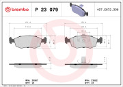 P 23 079 Sada brzdových destiček, kotoučová brzda PRIME LINE BREMBO