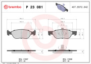 P 23 081 Sada brzdových destiček, kotoučová brzda PRIME LINE BREMBO