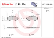 P 23 084 Sada brzdových destiček, kotoučová brzda PRIME LINE BREMBO