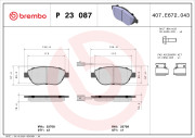 P 23 087 Sada brzdových destiček, kotoučová brzda PRIME LINE BREMBO