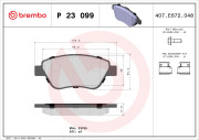 P 23 099 Sada brzdových destiček, kotoučová brzda PRIME LINE BREMBO