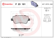 P 23 101 Sada brzdových destiček, kotoučová brzda PRIME LINE BREMBO