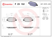 P 23 152 Sada brzdových destiček, kotoučová brzda PRIME LINE BREMBO