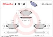 P 23 153 Sada brzdových destiček, kotoučová brzda PRIME LINE BREMBO