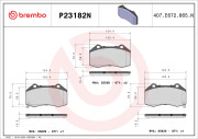P23182N Sada brzdových destiček, kotoučová brzda BREMBO NAO LINE BREMBO