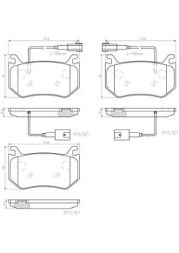 P23184N Sada brzdových destiček, kotoučová brzda BREMBO NAO LINE BREMBO