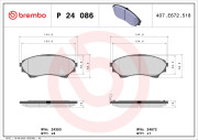 P 24 086 Sada brzdových destiček, kotoučová brzda PRIME LINE BREMBO