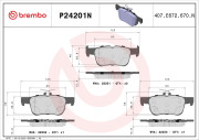 P24201N Sada brzdových destiček, kotoučová brzda BREMBO NAO LINE BREMBO