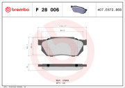 P 28 006 Sada brzdových destiček, kotoučová brzda PRIME LINE BREMBO