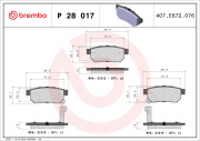 P 28 017 Sada brzdových destiček, kotoučová brzda PRIME LINE BREMBO