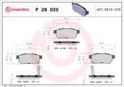 P 28 025 Sada brzdových destiček, kotoučová brzda PRIME LINE BREMBO