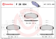 P 28 034 Sada brzdových destiček, kotoučová brzda PRIME LINE BREMBO