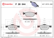 P 28 044 Sada brzdových destiček, kotoučová brzda PRIME LINE BREMBO