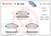 P 28 045 Sada brzdových destiček, kotoučová brzda PRIME LINE BREMBO