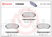 P28068N Sada brzdových destiček, kotoučová brzda BREMBO NAO LINE BREMBO