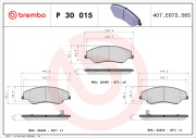 P 30 015 Sada brzdových destiček, kotoučová brzda PRIME LINE BREMBO