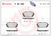 P 30 040 Sada brzdových destiček, kotoučová brzda PRIME LINE BREMBO