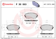 P 30 053 Sada brzdových destiček, kotoučová brzda PRIME LINE BREMBO