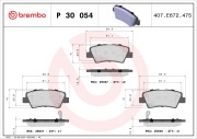 P 30 054 Sada brzdových destiček, kotoučová brzda PRIME LINE BREMBO