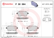 P 30 064 Sada brzdových destiček, kotoučová brzda PRIME LINE BREMBO