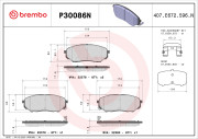 P30086N Sada brzdových destiček, kotoučová brzda BREMBO NAO LINE BREMBO