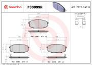 P30099N Sada brzdových destiček, kotoučová brzda PRIME LINE - Ceramic BREMBO