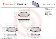 P30111N Sada brzdových destiček, kotoučová brzda BREMBO NAO LINE BREMBO