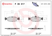 P 36 017 Sada brzdových destiček, kotoučová brzda PRIME LINE BREMBO