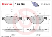 P 36 025 Sada brzdových destiček, kotoučová brzda PRIME LINE BREMBO