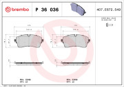 P 36 036 Sada brzdových destiček, kotoučová brzda PRIME LINE BREMBO