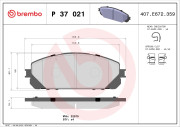 P 37 021 Sada brzdových destiček, kotoučová brzda PRIME LINE BREMBO