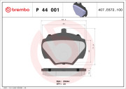 P 44 001 Sada brzdových destiček, kotoučová brzda PRIME LINE BREMBO