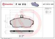 P 44 010 Sada brzdových destiček, kotoučová brzda PRIME LINE BREMBO