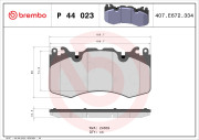 P 44 023 Sada brzdových destiček, kotoučová brzda PRIME LINE BREMBO