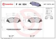 P 44 024 Sada brzdových destiček, kotoučová brzda PRIME LINE BREMBO