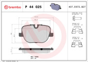 P 44 025 Sada brzdových destiček, kotoučová brzda PRIME LINE BREMBO