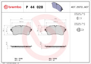 P 44 028 Sada brzdových destiček, kotoučová brzda PRIME LINE BREMBO