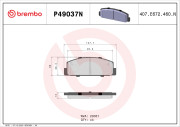 P49037N Sada brzdových destiček, kotoučová brzda BREMBO NAO LINE BREMBO