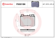 P50018N Sada brzdových destiček, kotoučová brzda BREMBO NAO LINE BREMBO