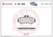 P 50 020 Sada brzdových destiček, kotoučová brzda PRIME LINE BREMBO