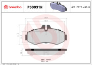P50031N Sada brzdových destiček, kotoučová brzda BREMBO NAO LINE BREMBO