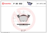 P 50 032 Sada brzdových destiček, kotoučová brzda PRIME LINE BREMBO