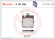 P 50 033 Sada brzdových destiček, kotoučová brzda PRIME LINE BREMBO