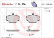 P 50 038 Sada brzdových destiček, kotoučová brzda PRIME LINE BREMBO