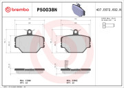 P50038N Sada brzdových destiček, kotoučová brzda BREMBO NAO LINE BREMBO
