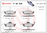 P 50 039 Sada brzdových destiček, kotoučová brzda PRIME LINE BREMBO