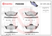 P50039N Sada brzdových destiček, kotoučová brzda PRIME LINE - Ceramic BREMBO