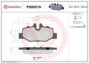 P50051N Sada brzdových destiček, kotoučová brzda PRIME LINE - Ceramic BREMBO