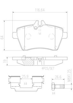 P50056N Sada brzdových destiček, kotoučová brzda PRIME LINE - Ceramic BREMBO