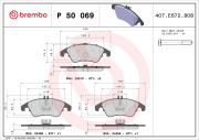 P 50 069 Sada brzdových destiček, kotoučová brzda PRIME LINE BREMBO